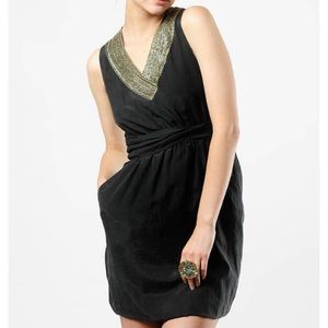 Theory richia mini dress beaded embellished silver